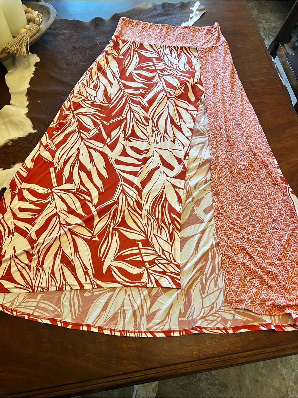 Free People Orange Leaf Print Swim Cover-Up Skirt